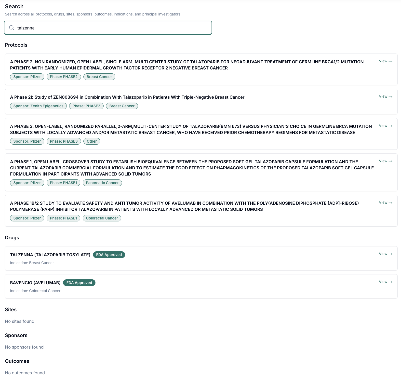 Comprehensive Search Interface